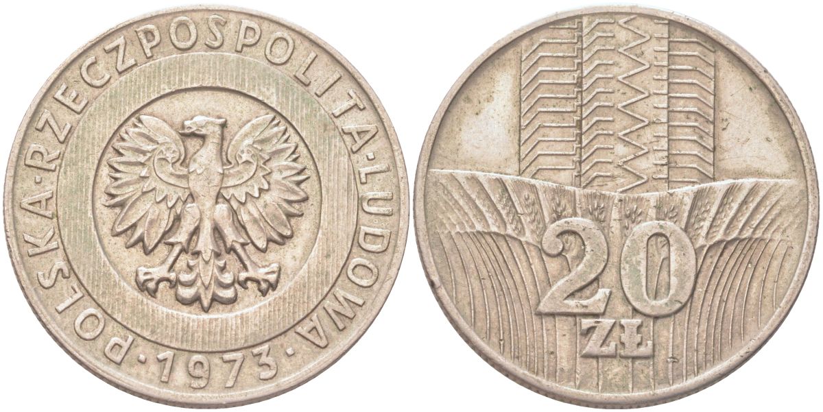Польша 20 злотых 1973 Башня и колосья Y 67 медно-никель 4122-945