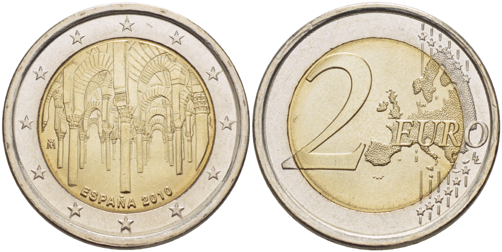 Испания 2 евро 2010 ЮНЕСКО, исторический центр города Кордова KM 1152 биметалл UNC 4185-743