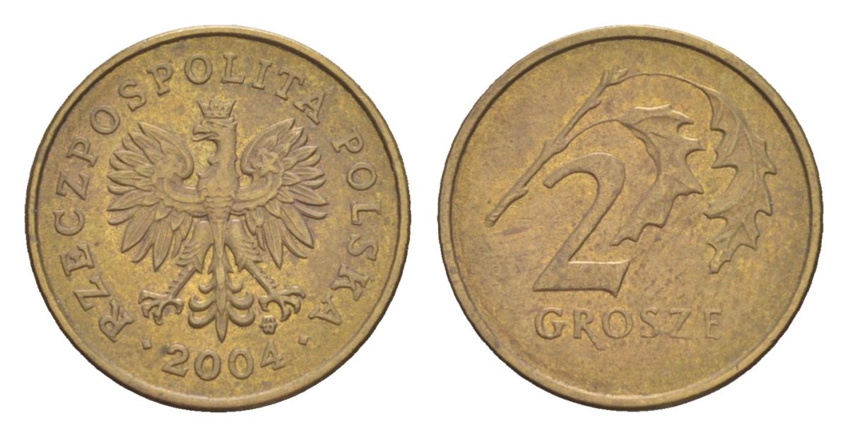 Польша 2 гроша 2004 Y 277 марганец латунь 4625-214