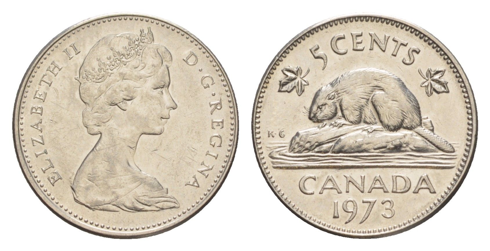 Канада 5 центов 1973 Елизавета II (1952-2022), бобр KM 60.1 никель 4639-458