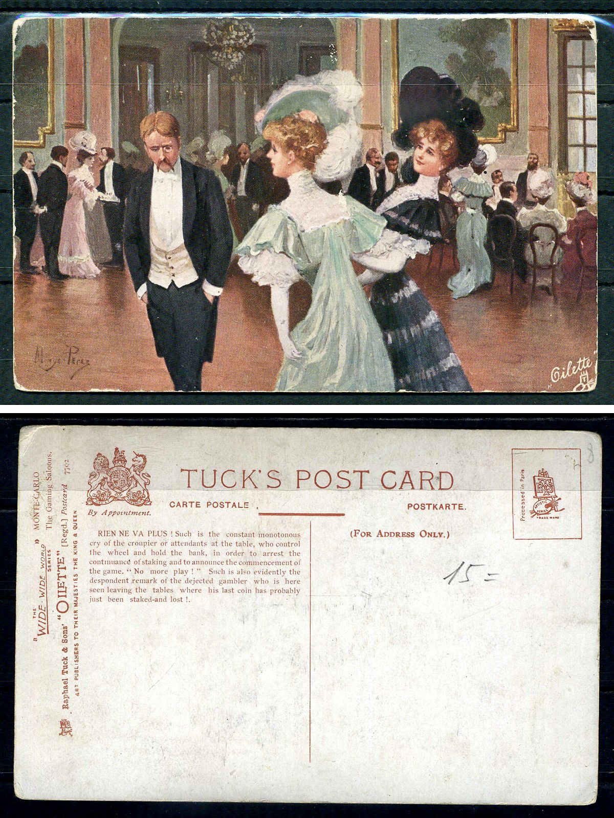 Монако открытое письмо - carte postale Монте-Карло, Зал игр, бал 2193-49