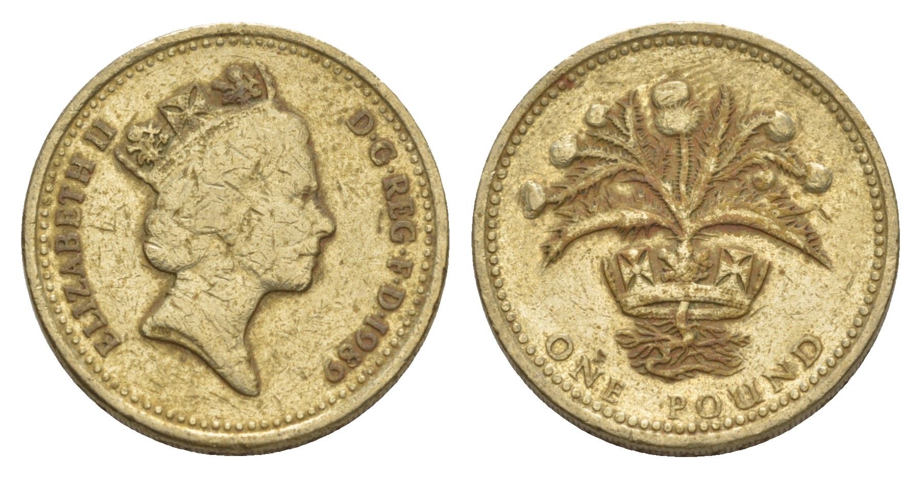 Великобритания 1 фунт 1989 Елизавета II (1952-2022) KM 959, Spink 4335 никель латунь 4650-743