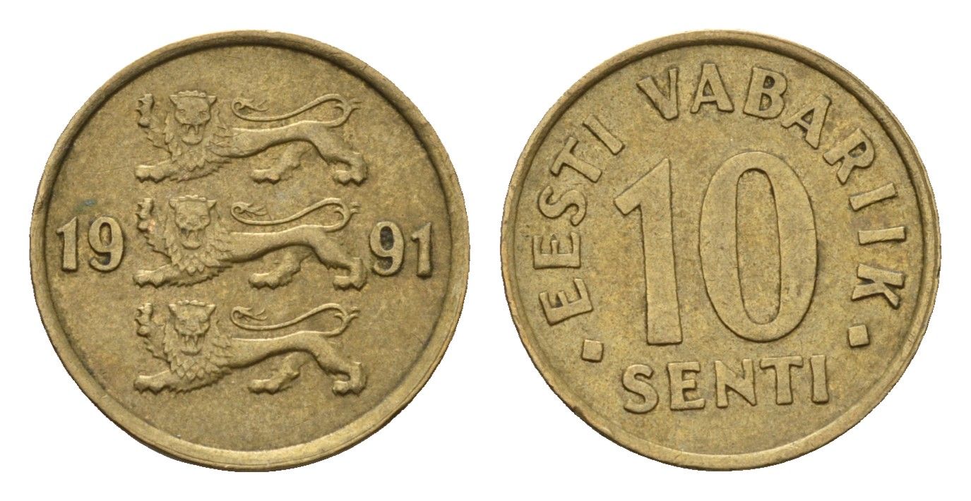 Эстония 10 сентов 1991 KM 22 латунь 4696-119