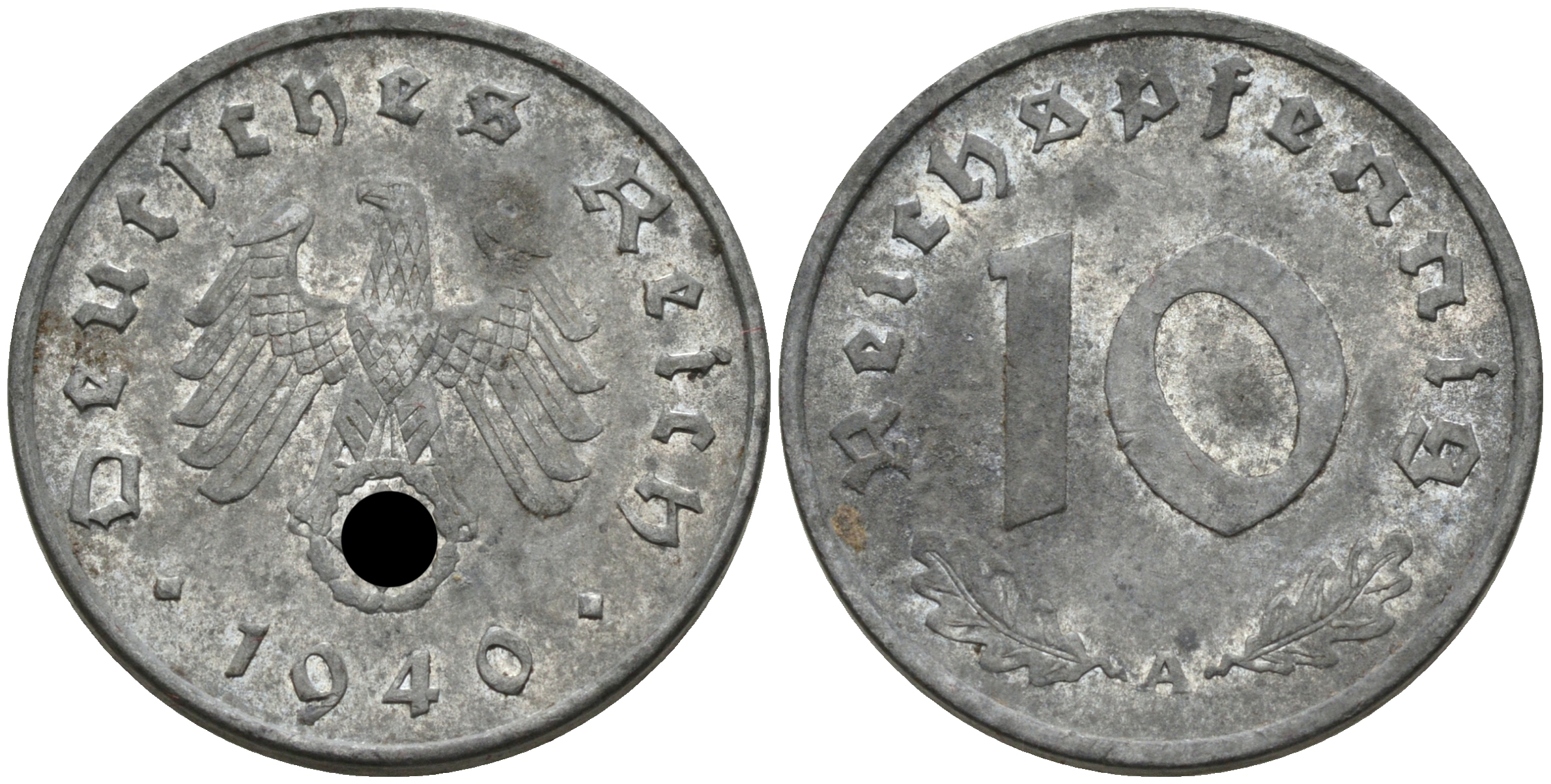 ГЕРМАНИЯ 10 РЕЙХСПФЕННИГОВ 1941 A J. 371, KM 101 цинк UNC 75-217
