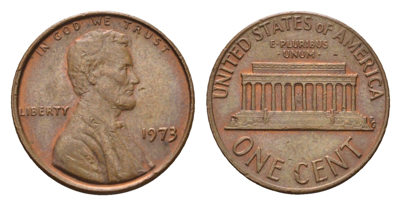 США 1 цент 1973 Линкольн KM 201 медь цинк 4684-159