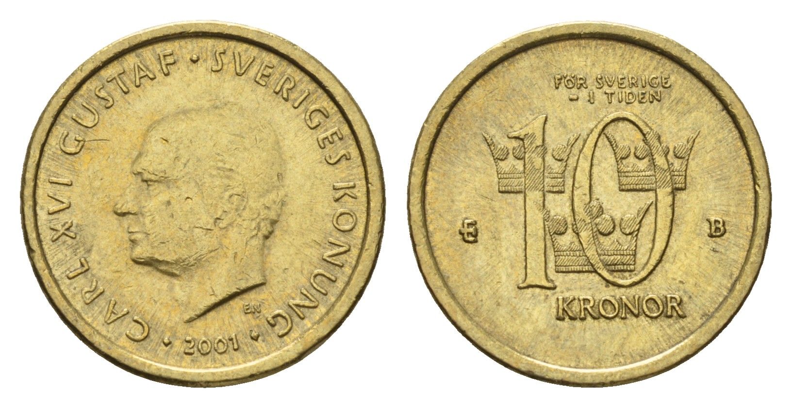 Швеция 10 крон 2001 Карл XVI Густав (1973-) KM 895 нордик 4642-552