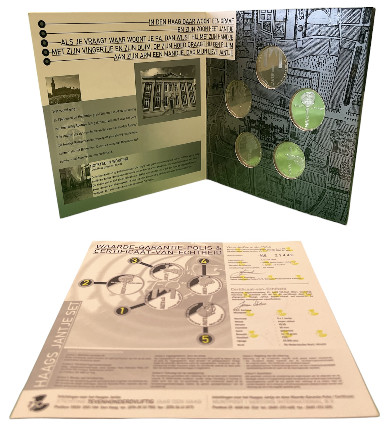 Нидерланды набор из 5 жетонов 1998 750 лет Гааге медно-никель PROOF 1-4-2-33