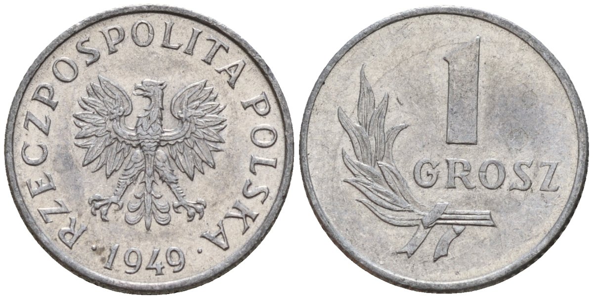 Польша 1 грош 1949 KM 39 алюминий 4189-451