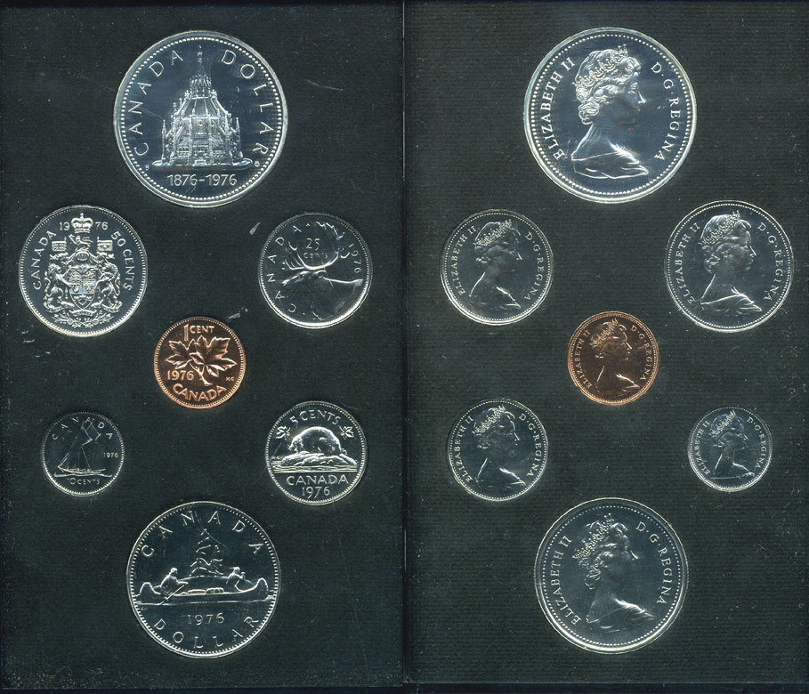 Канада набор из 7 монет 1976 в оригинальной упаковке, с сертификатом PROOF 1-4-1-11