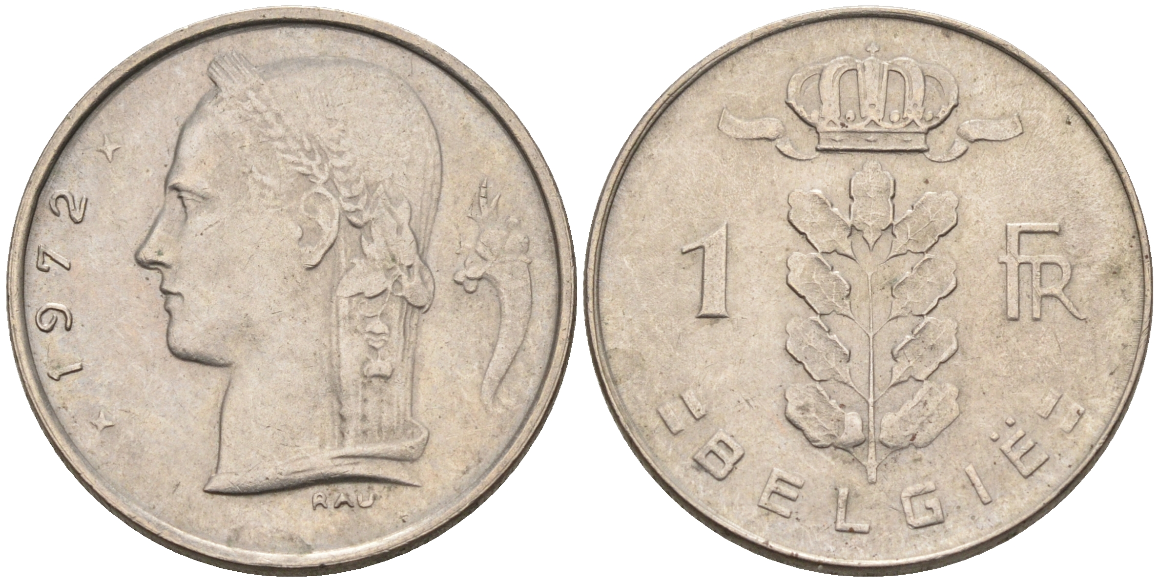 БЕЛЬГИЯ 1 ФРАНК 1972 BELGIE KM 143.1 медно-никель 4563-154