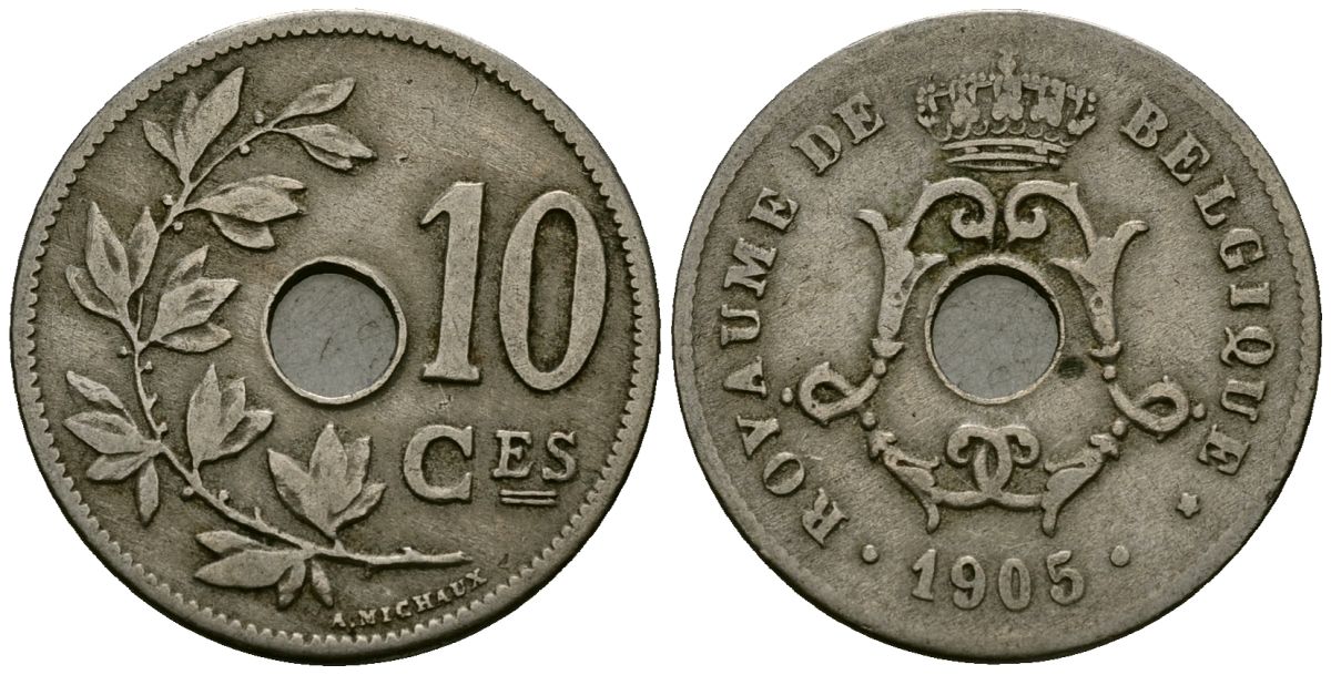 Бельгия 10 сантимов 1905 Belgique KM 52 медно-никель 4172-832