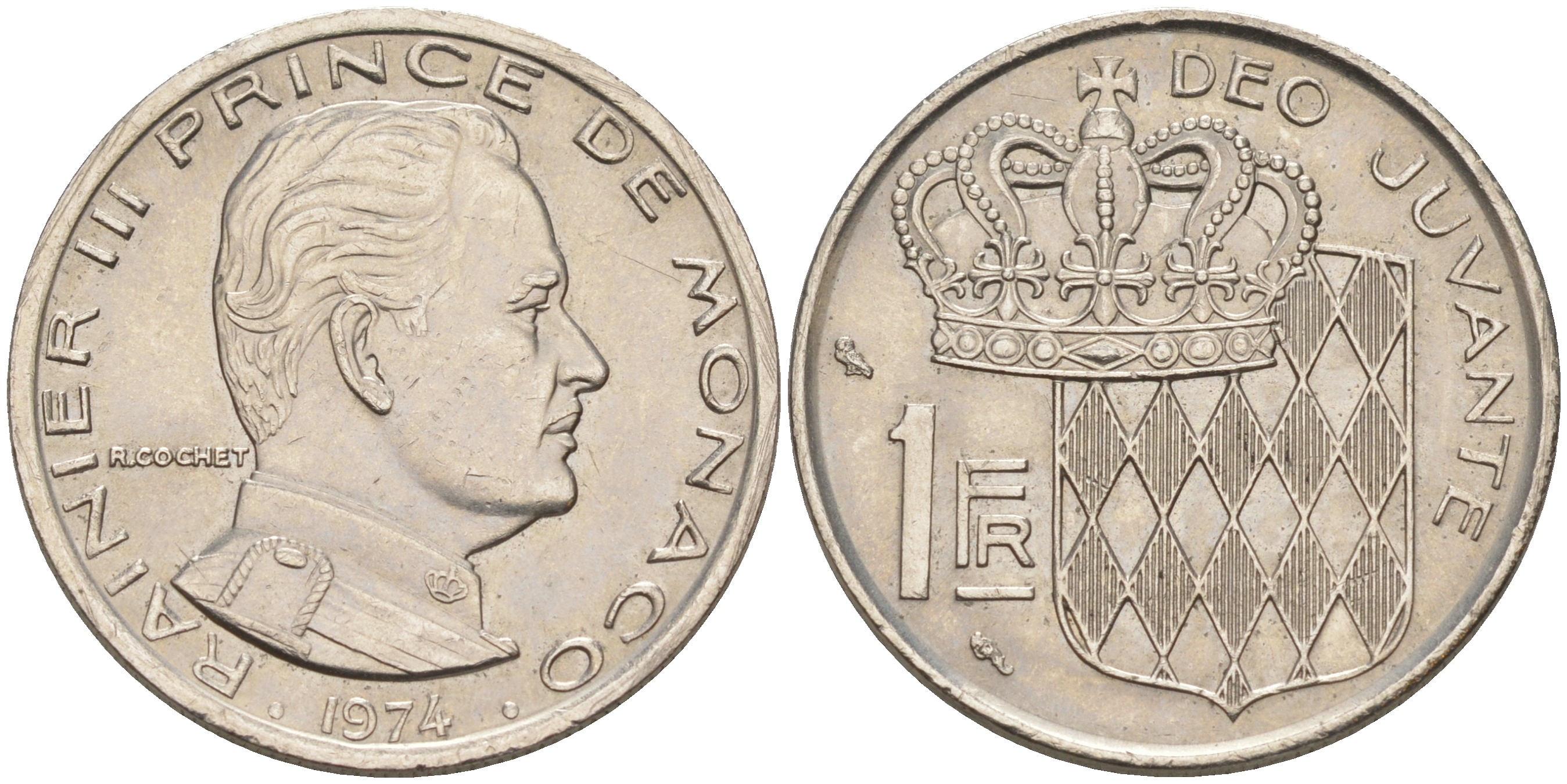 Монако 1 франк 1974 Ренье III (1949-2005) KM 140 никель 190-533