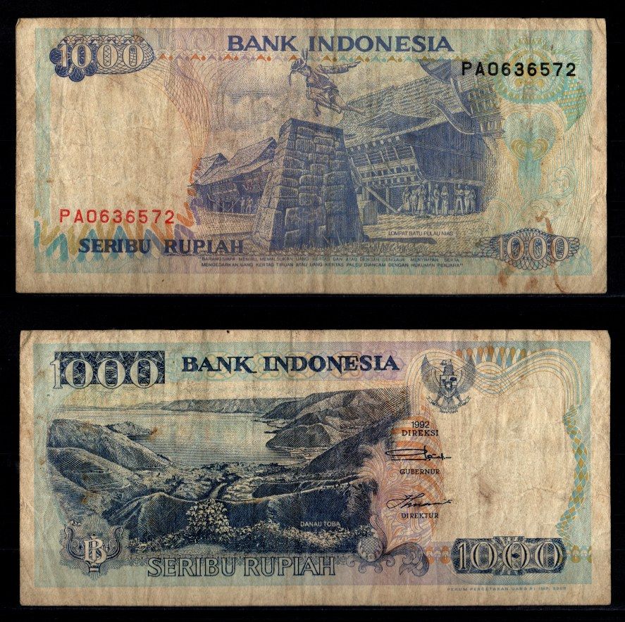 Индонезия 1000 рупий 1992 / 2000 Pick 129i бумага 7116-6-3-1