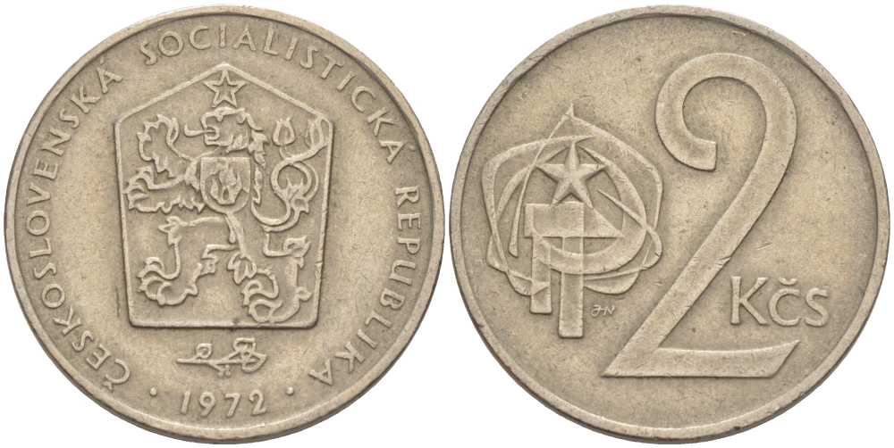 Чехословакия 2 кроны 1972 KM 75 медно-никель 110-432