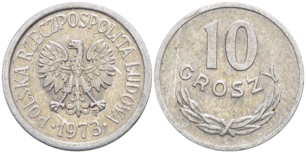 ПОЛЬША 10 ГРОШЕЙ 1973 MW KM АА47 алюминий 4547-866