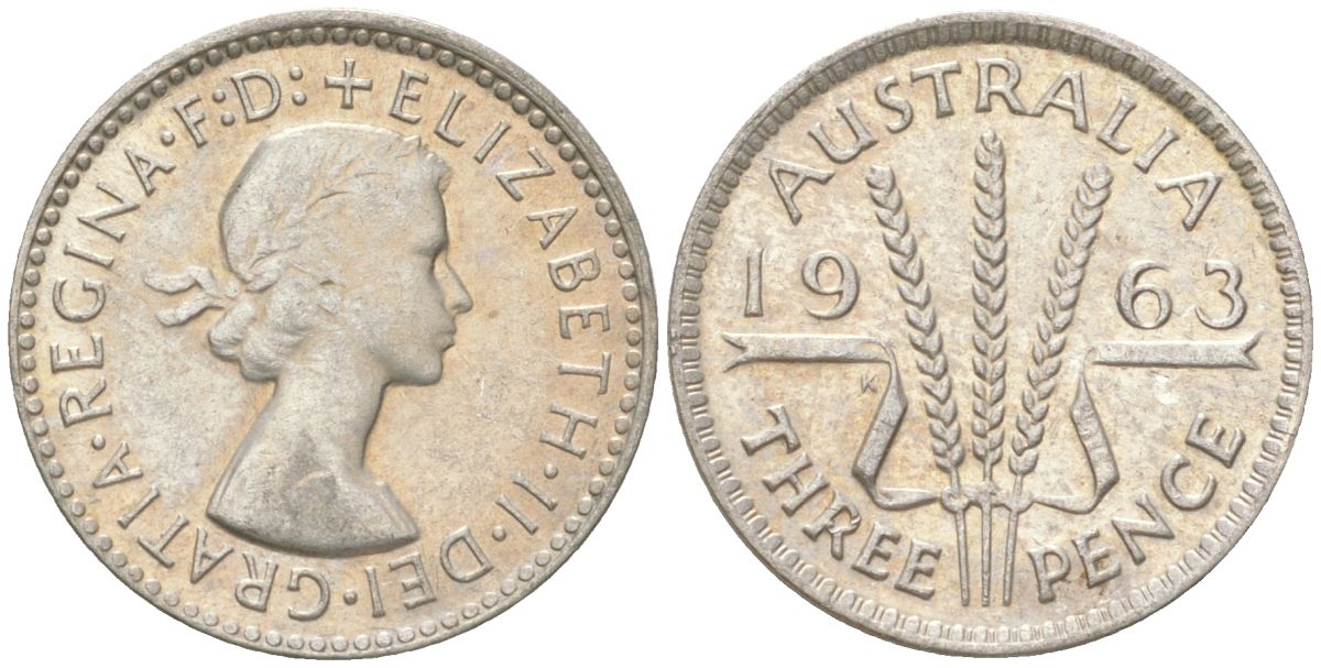 Австралия 3 пенса 1963 Елизавета II (1952-2022) KM 57 серебро 4623-137