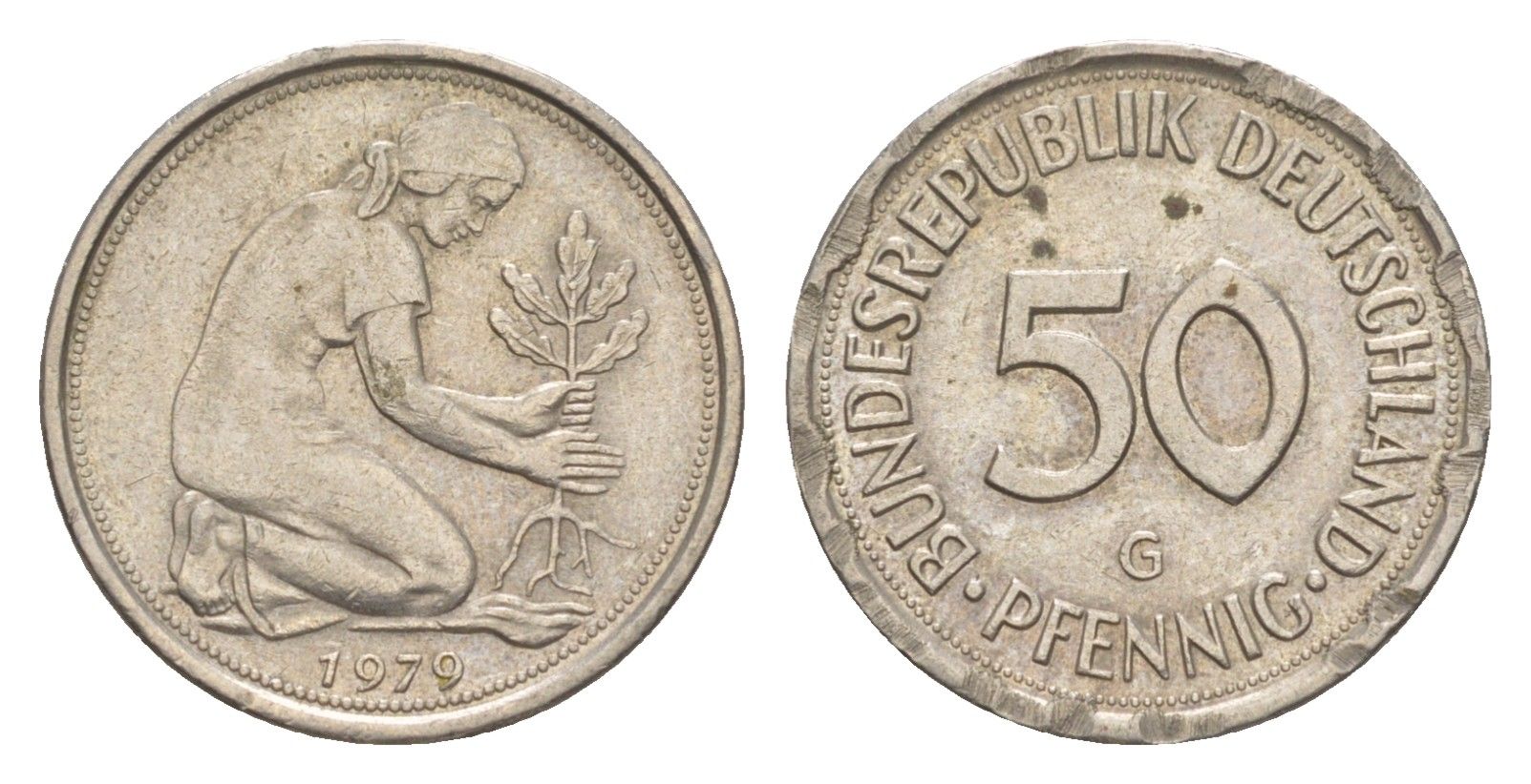 ФРГ 50 пфеннигов 1979 G KM 109.2, J. 384a медно-никель 4632-133