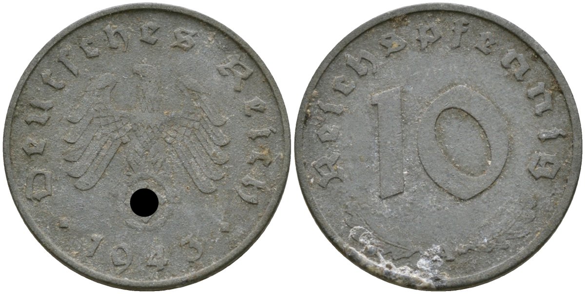 Германия 10 рейхспфеннигов 1943 A KM 101, J.371 цинк 4171-1053