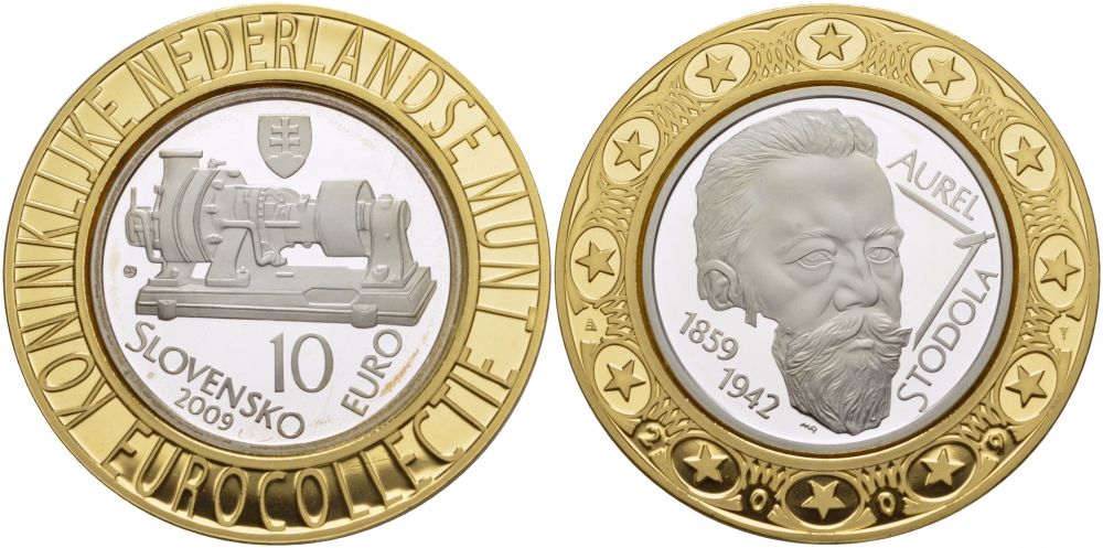 Словакия 10 евро 2009 Аурель Стодола (1859-1942), 150 лет со дня рождения, евроколлекция Нидерландского монетного двора KM 108 серебро PROOF 1068-9-41