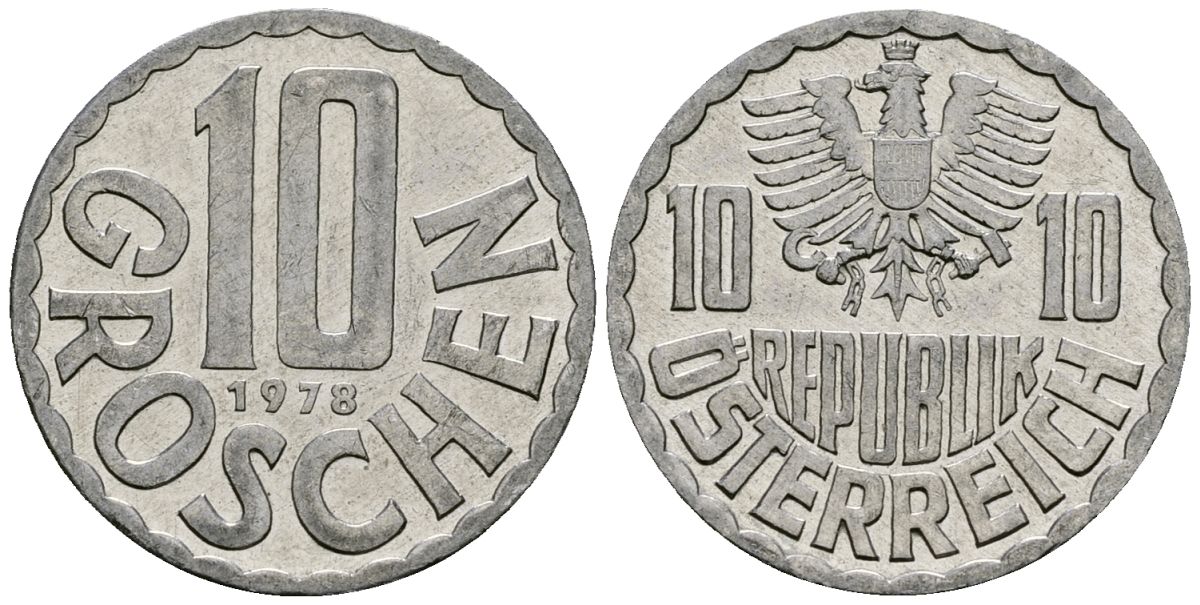 Австрия 10 грошей 1978 KM 2878 алюминий 4138-423