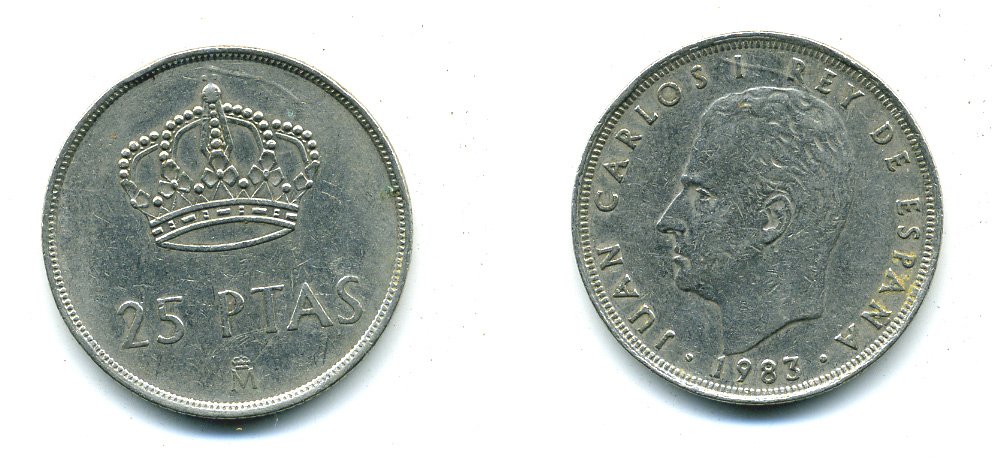 Испания 25 песет 1983 Хуан Карлос I (1975-2014) KM 824 медно-никель 51-5732