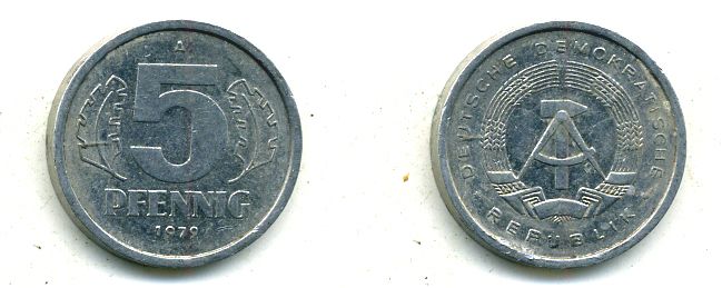 ГДР 5 пфеннигов 1979 A алюминий 4651-1126
