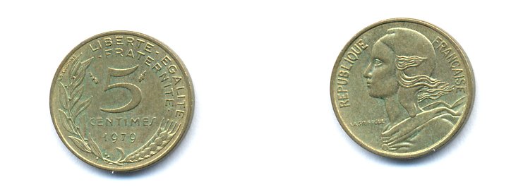 ФРАНЦИЯ 5 САНТИМОВ 1979 ТИП MARIANNE KM 933 медь алюминий никель 4379-936