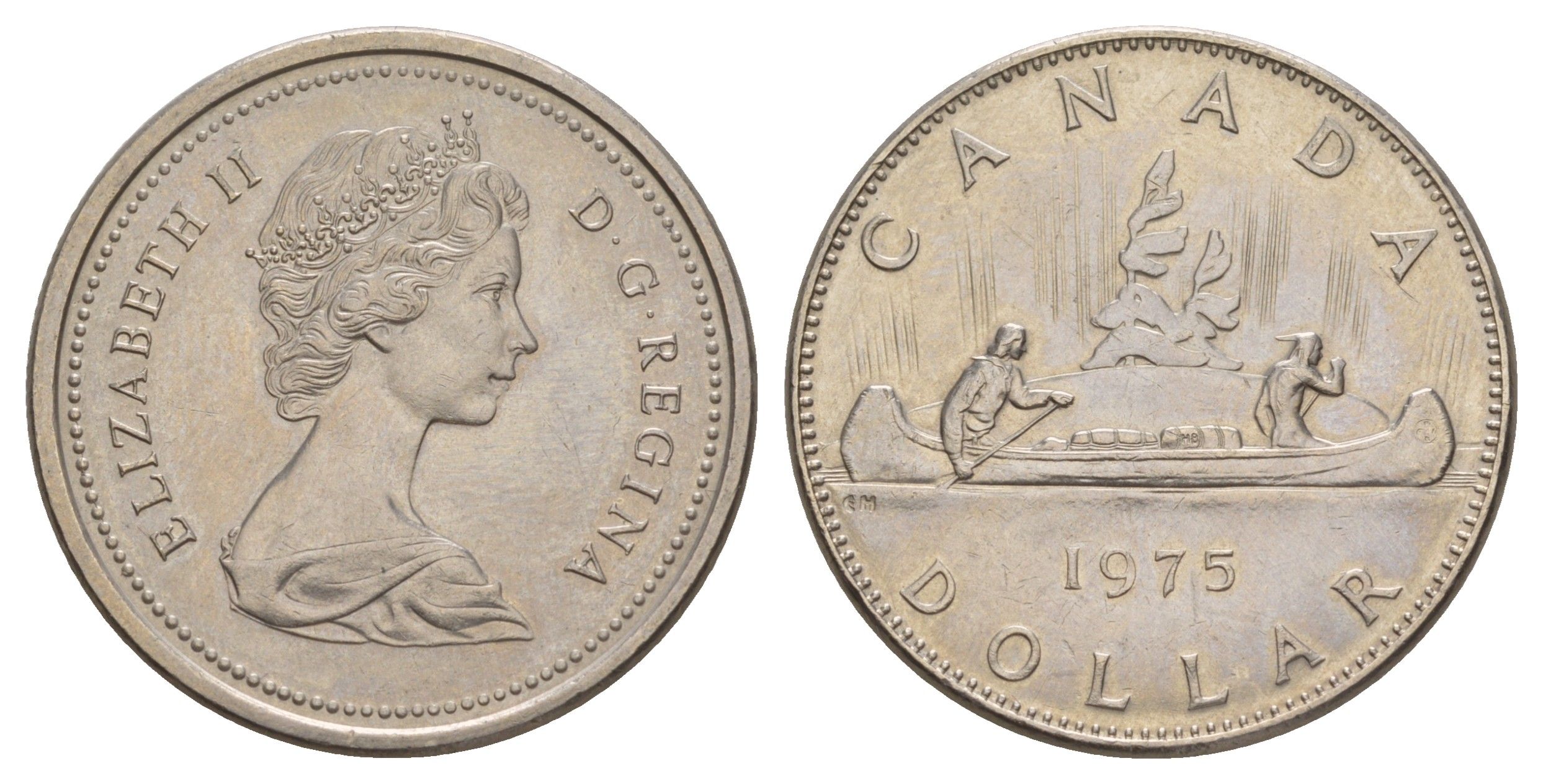 Канада 1 доллар 1975 Елизавета II (1952-2022), каноэ KM 76.2 никель UNC 4645-612