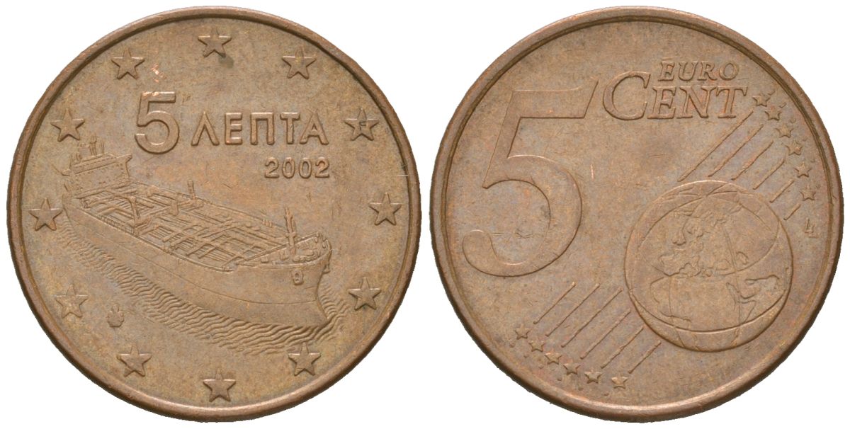 Греция 5 евроцентов 2007 KM 183 сталь плакированная медью 4539-1027