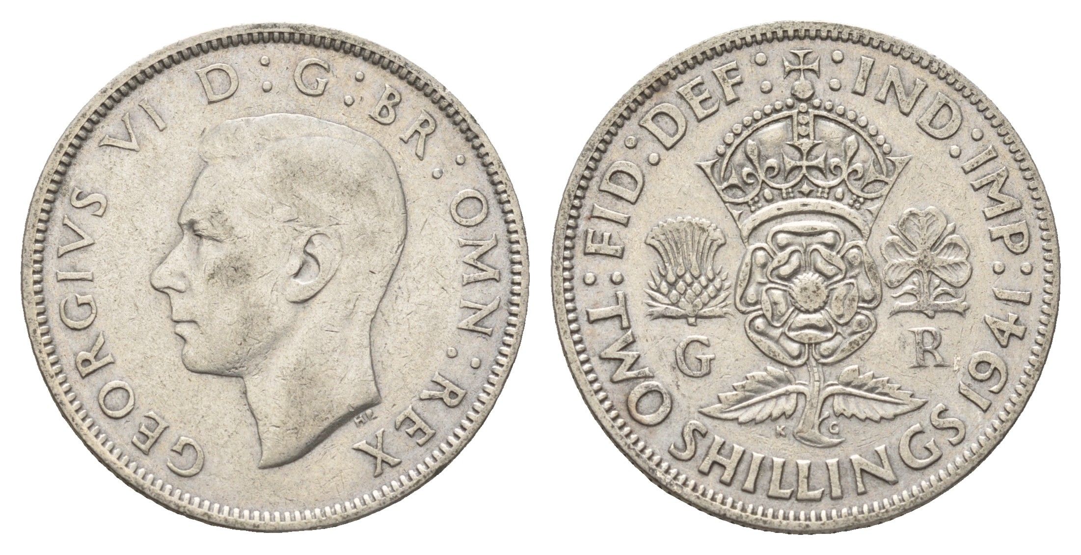Великобритания 1 флорин = 2 шиллинга 1941 Георг VI (1936-1952) KM 855, Spink 4081 серебро 60-1212