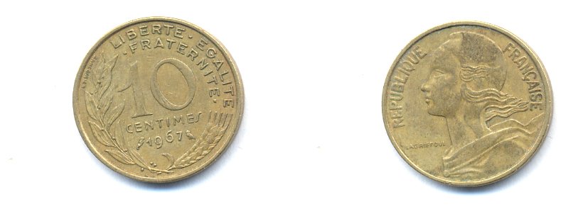 ФРАНЦИЯ 10 САНТИМОВ 1967 ТИП MARIANNE KM 929 медь алюминий никель 4379-568