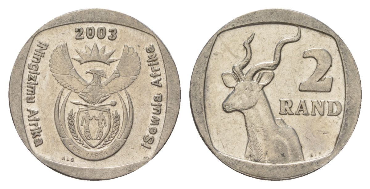 ЮАР 2 ранда 2003 KM 335 медь плакированная никелем 4626-1235
