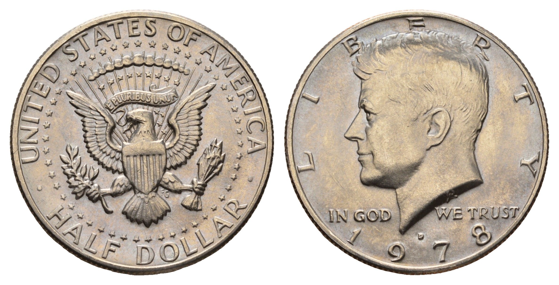 США 1/2 доллара (50 центов) 1978 D, Джон Кеннеди KM A202b медь плакированная медно-никелем UNC 4672-543