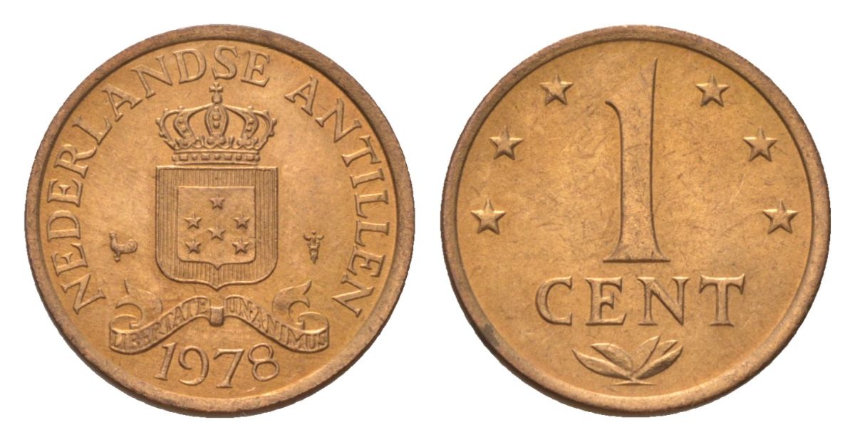 Нидерландские Антильские острова 1 цент 1978 KM 8 бронза UNC 4627-662