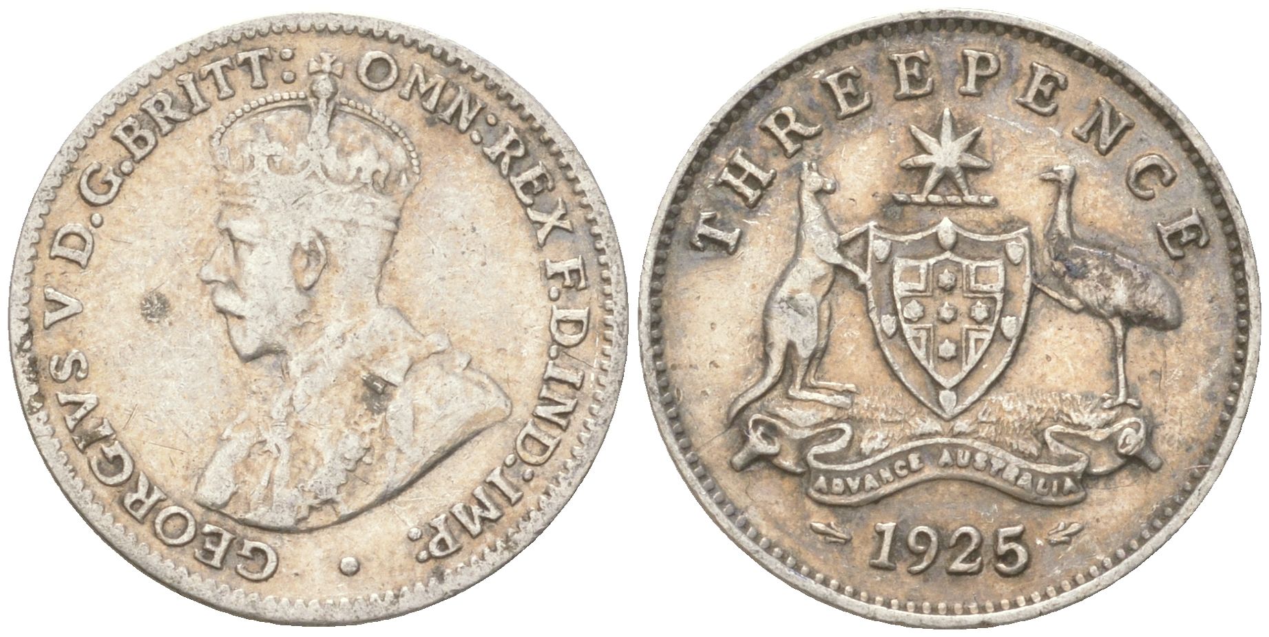 Австралия 3 пенса 1925 Георг V (1910-1936) KM 24 серебро 4621-1128