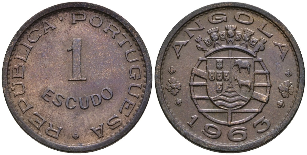 Мозамбик 1 эскудо 1963 KM 76 бронза 4148-536