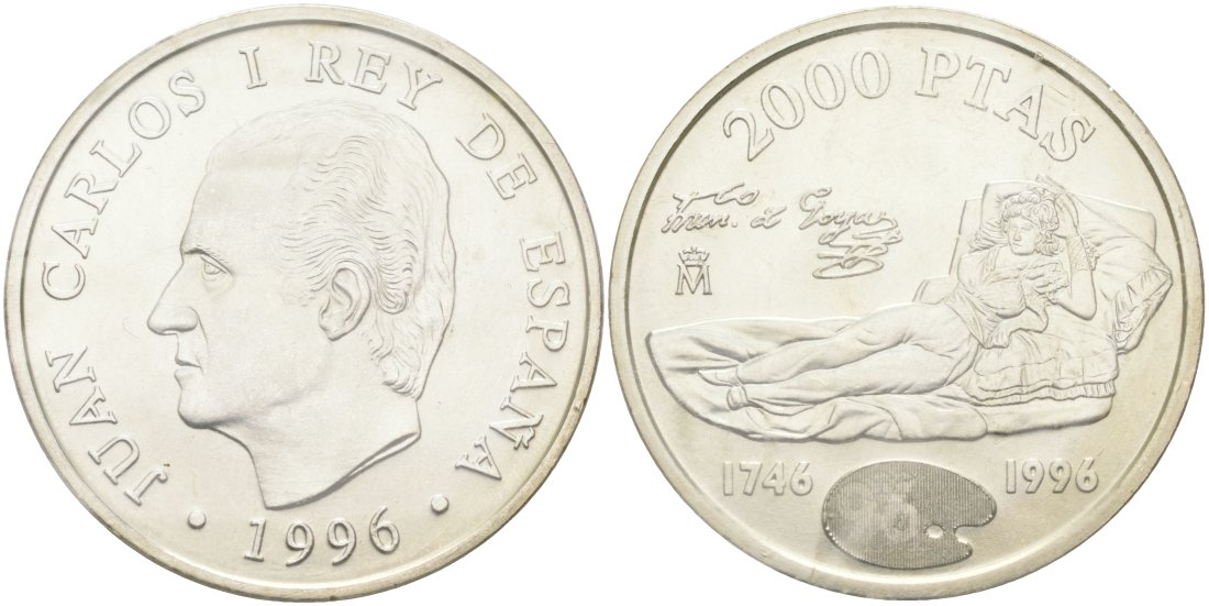 Испания 2000 песет 1996 250 лет со дня рождения Франциско Гойи, в банковской запайке KM 968 серебро UNC 1518-1014