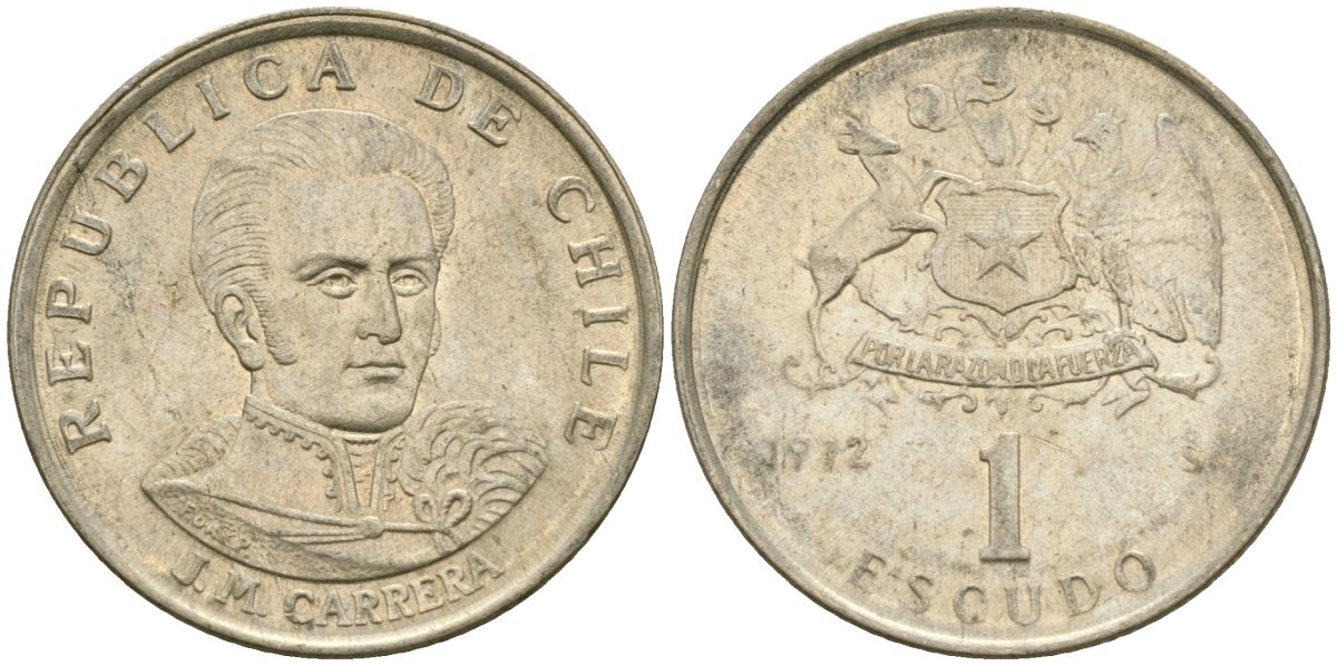 Чили 1 эскудо 1972 Хосе Мигель Каррера KM 197 медно-никель 4174-429