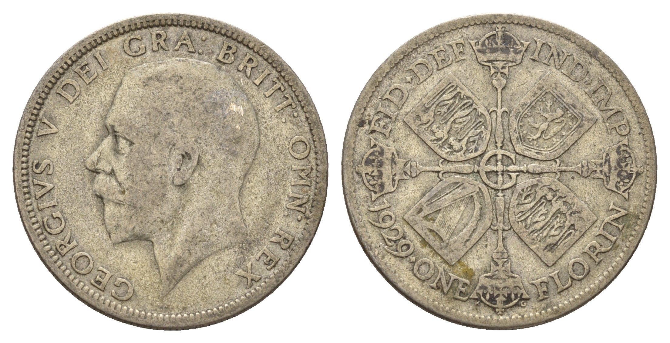 Великобритания 1 флорин = 2 шиллинга 1929 Георг V (1910-1936) KM 834, Spink 4038 серебро 60-1055