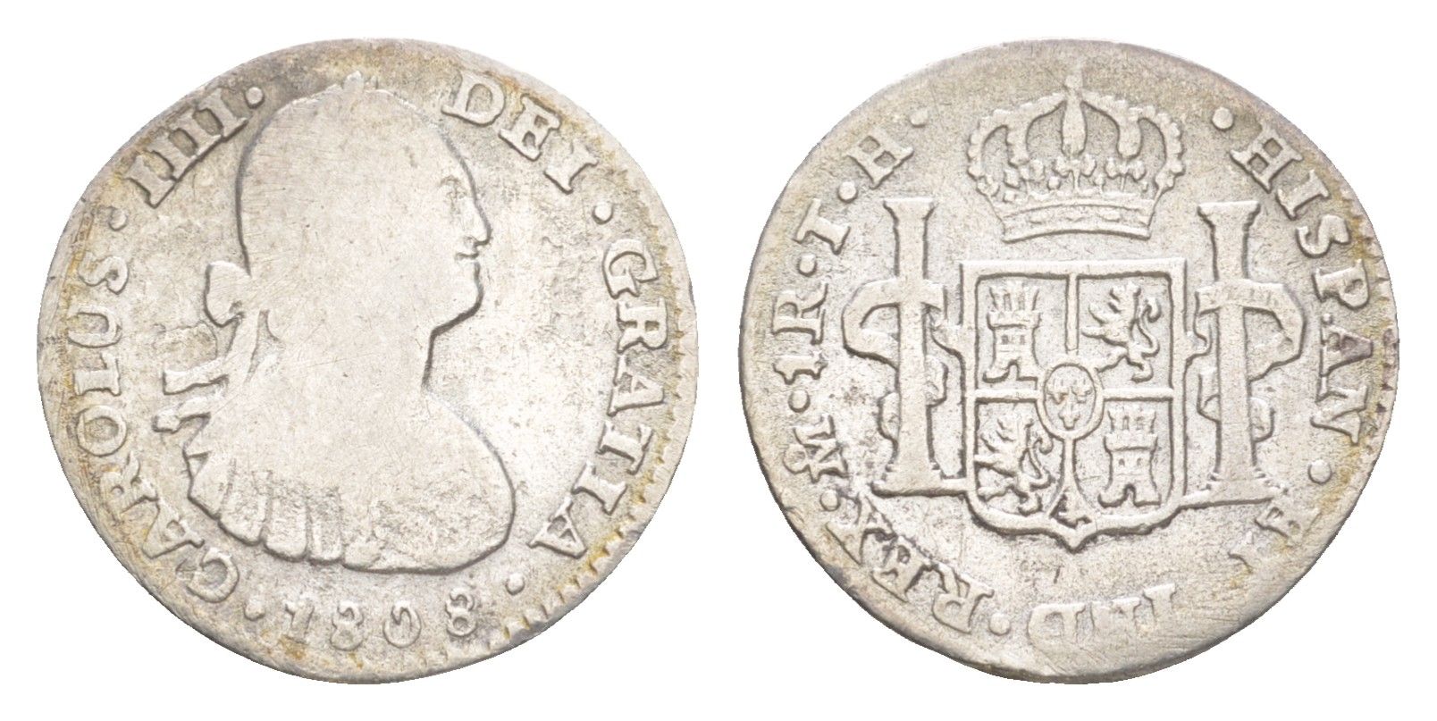 Мексика 1 реал 1808 Mo, Карл IV (1788-1808) KM 81 серебро 603-825