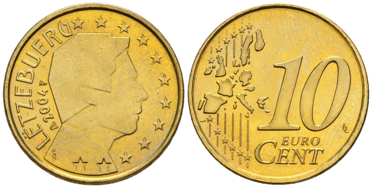 Люксембург 10 евроцентов 2004 KM 78 нордик UNC 4147-824