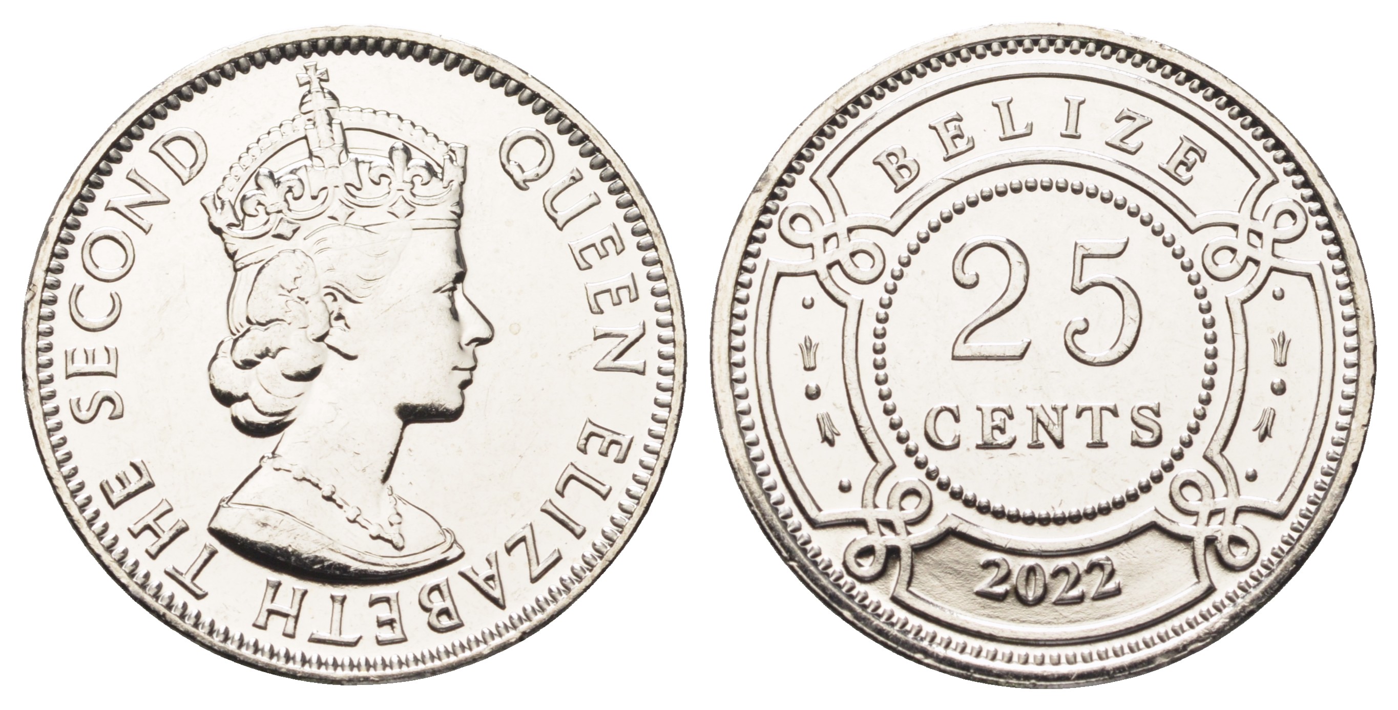 Белиз 25 центов 2022 Екатерина II (1952-2022) KM 36 медно-никель  UNC  M86-08