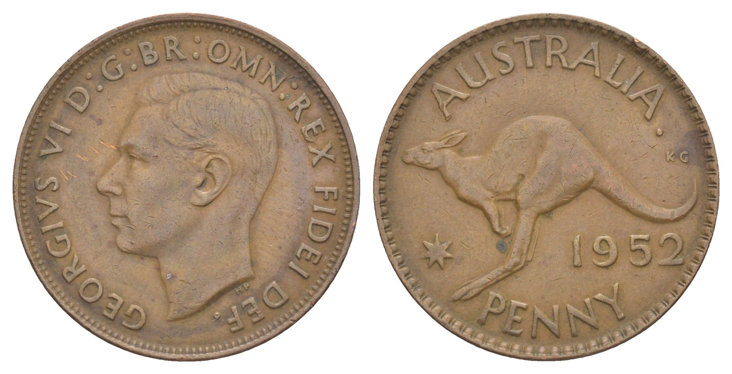 Австралия 1 пенни 1952 KM 43 бронза 4645-941