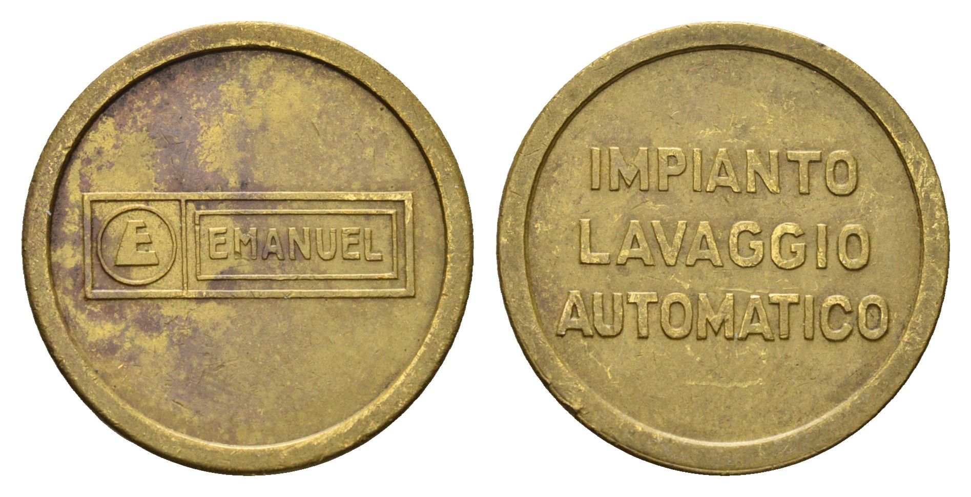 Италия жетон для автомойки — Эмануэль диаметр 24 мм, вес 5,5 гр латунь 4670-921