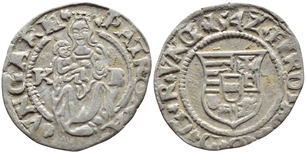 Венгрия 1 денар 1542 КВ, Фердинанд I (1526-1564), мадонна с младенцем  серебро    1530-414