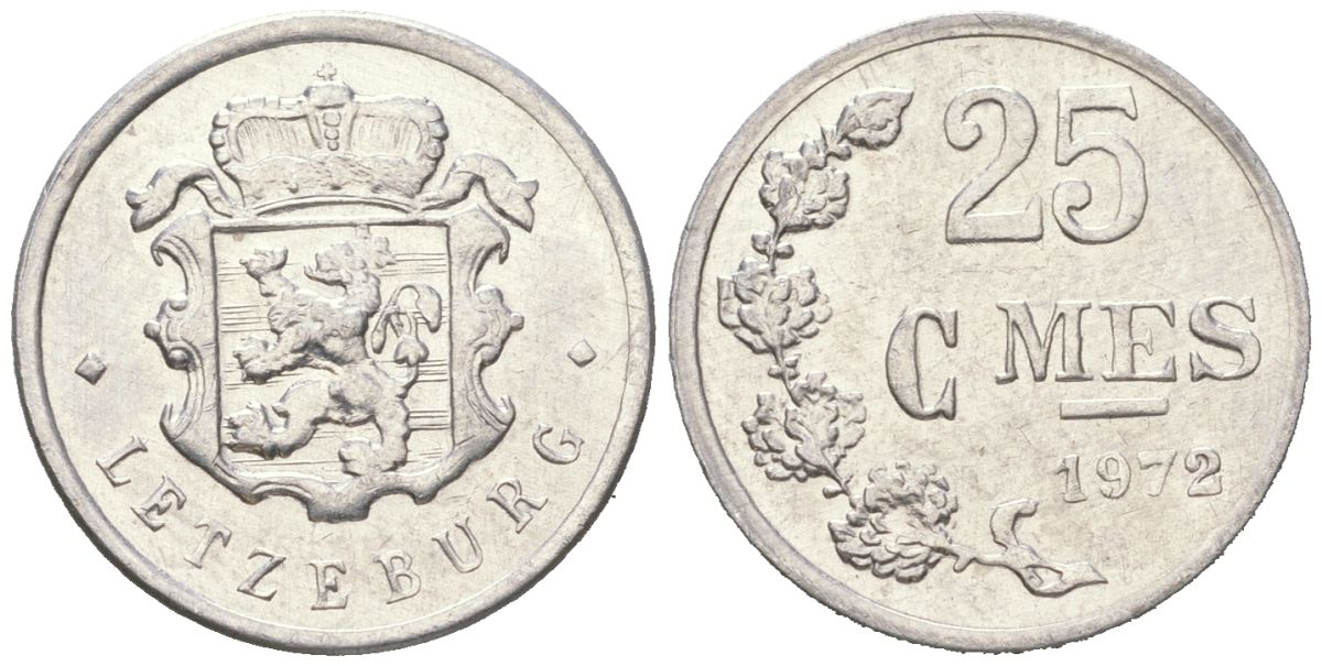 Люксембург 25 сантимов 1972 Герцог Жан (1964-1999) KM 45a алюминий aUNC 4154-114