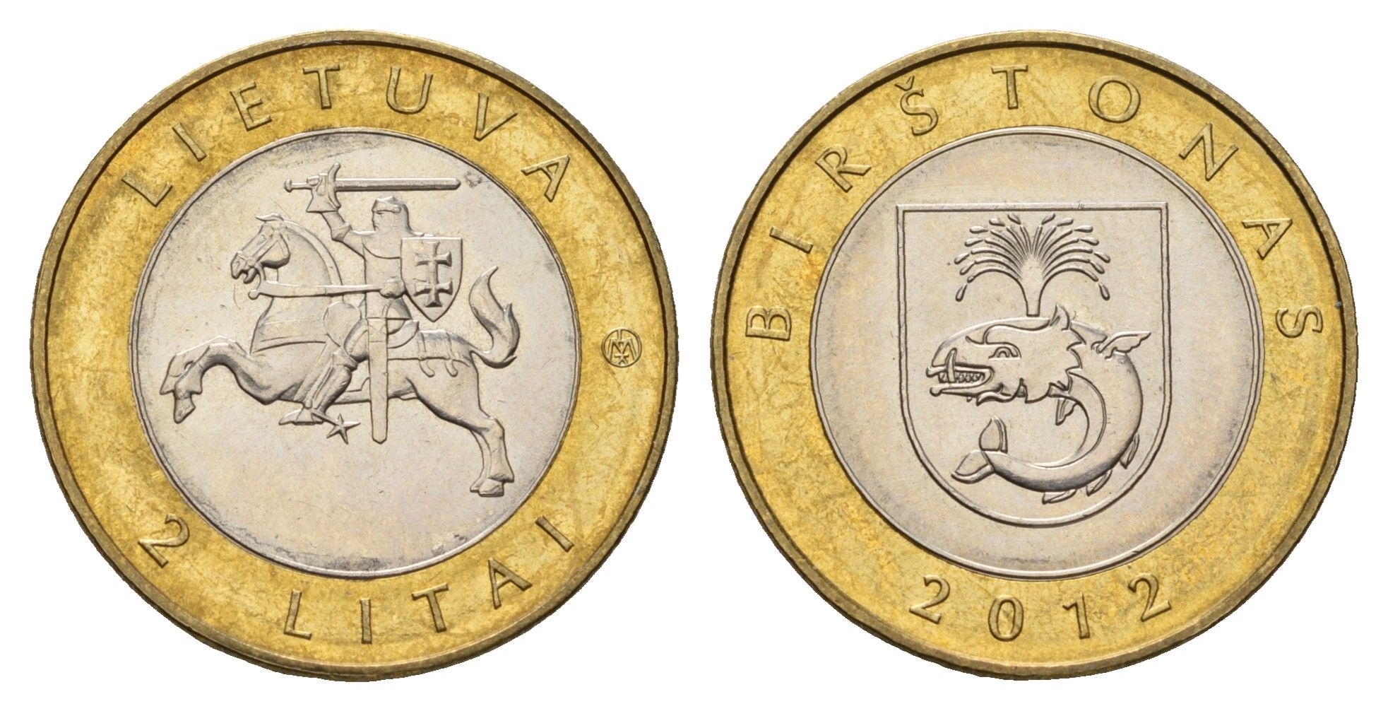 Литва 2 лита 2012 Курорты Литвы - Бирштонас KM 183.1 биметалл UNC 4695-431