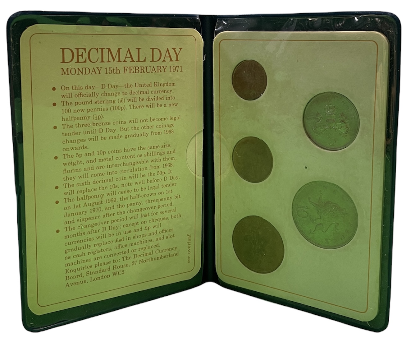 Великобритания набор из 5 монет 1968 - 1971 новый дизайн чекана, в оригинальном буклете KM MS 102   UNC  7-4-1-04