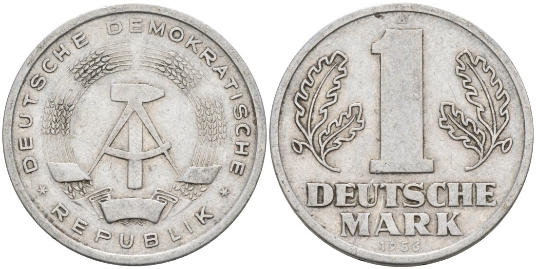 ГДР 1 марка 1956 А KM 13 алюминий 4571-717