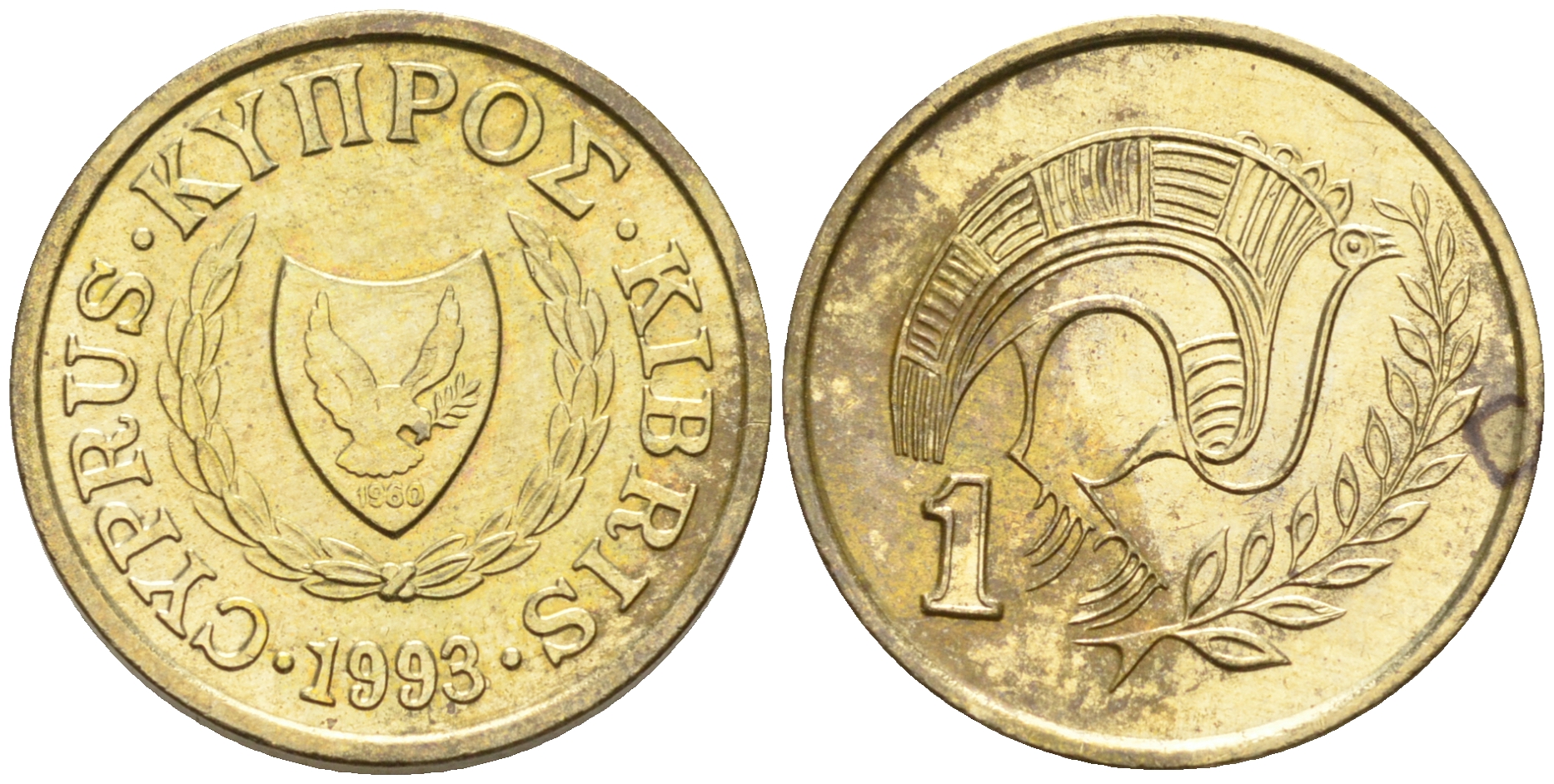 Кипр 1 цент 1993  KM 53.3 никель латунь    4115-367